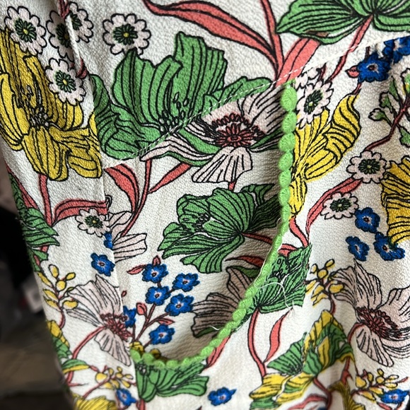 Uncle Frank 3/4 Long Sleeve Dress Womens M Above Knee Mini Floral White Boho - Picture 10 of 11